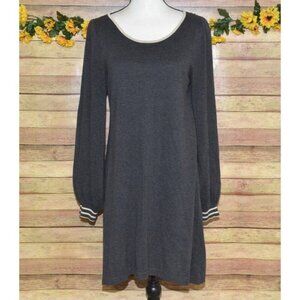 Max Studio Ladies L Gray Sweater Dress Balloon Sleeves at Knee Career Neutral